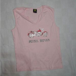 Miami Style Baby Pink Bike Week Cherokee NC 2007 Rhinestone Tank Top Size Large